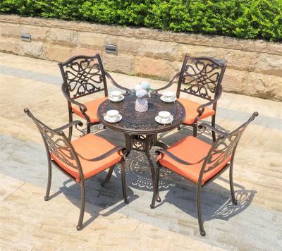 China Modern luxury outdoor cast aluminum round table patio furniture dining metal for garden and villa for sale