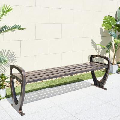 China Cast Aluminum Bench Metal Park Bench A Modern Outdoor Park Bench Without Back for sale