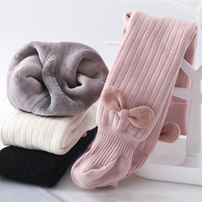 China Autumn Warm Cotton Soft Cotton Winter Fashion Ins Thickening Bow Girl Soft Baby Kids Leggings Tightly for sale