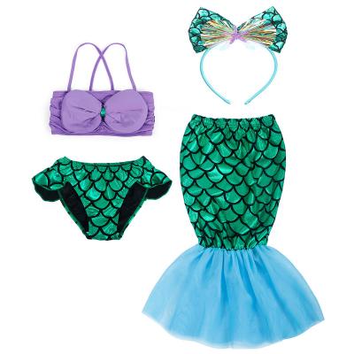 China New Stylish Bikini Summer Kids Beach Swimwear Mermaid Bikini 4pcs Sweet Baby Swimwear for sale