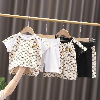 China Wholesale Casual Fashion Summer Short Sleeve T-shirt+Shorts 2pcs Cotton Print Baby Boy Clothing Set for sale