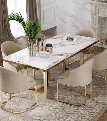 China Customized Factory Home Furniture Marble Top Dining Room Table Set Modern Design Triangle Based Dining Table With Chairs For Restaurant for sale