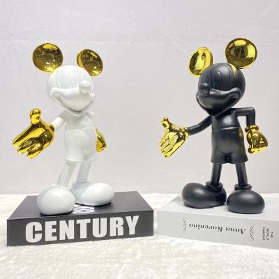 China Art Deco Hot Sales Electroplating White Gold Mickey Mouse Welcome Chrome Figurine 28Cm For Window Display Home Decoration for sale