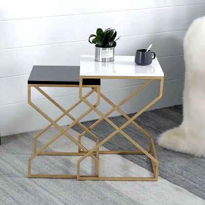 China 2 in 1 side table Living Room Center Marble Top Mini  2 in 1 side table Square Stainless Steel Marble Top Center Table for Home for sale