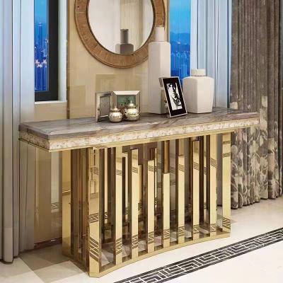 China Handmade console table Factory Wholesale Stainless Steel Framed Console Table Living Room Hallway Table Entry Table Entrance Cabinet For Home Hotel for sale