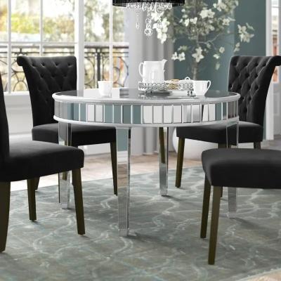 China Modern Popular Factory Home Furniture Top Round Wood Dining Table Set Modern Design Cheap Mirrored Wedding Table for Banquet Furniture for sale