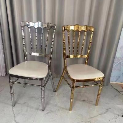 China High-quality Factory Wholesale European Castle Chair Hotel Electroplated Napoleon Chair Restaurant Metal Banquet Chair For Wedding Rental for sale