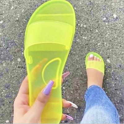 China Anti-slippery women's comfortable flat transparent jelly sandals and slippers freeze sandals ladies freeze slipper for sale