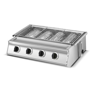 China Stainless Steel Adjustable LPG/NG Size LPG/NG Gas BBQ Grill Machine Modern Detachable Table Top Smokeless Rustproof 4 Burners Grill Machine for sale