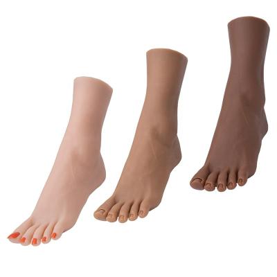 China Soft Realistic Sexy Silicone Female Foot Mannequin Silicone Nail Practice Feet for sale