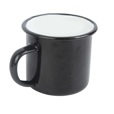 China Viable New Design Metal Enamel Mug 7CM/8CM/9CM/10CM/12CM Caliber Black Enamel Coffee Mugs for sale