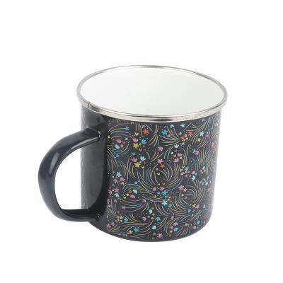 China 250ml 350ml 500ml Christmas Enamel Camping Enamel Drinking Cup Sustainable Tea Mug For Home Office Use for sale