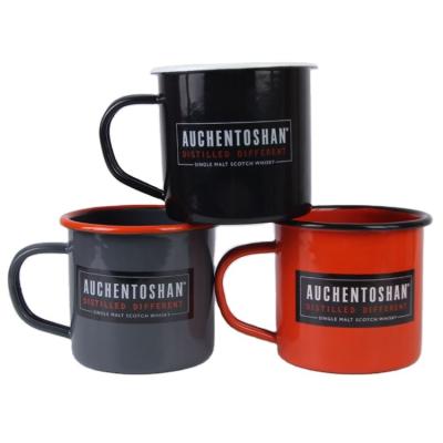 China Viable Cheap Price Travel Handle Hotter Enamel Mug With Black Rim 250ml 350ml 500ml 750ml 1250ml for sale