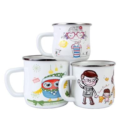 China New Design Sublimation Sustainable Enamel Mug Custom Logo Printing Metal Enamel Mug for sale