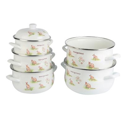 China Sustainable Custom Size Enamel Pot 7cm 8cm 9cm 10cm 10.5cm 12cm Enamel Casserole Pot Set for sale