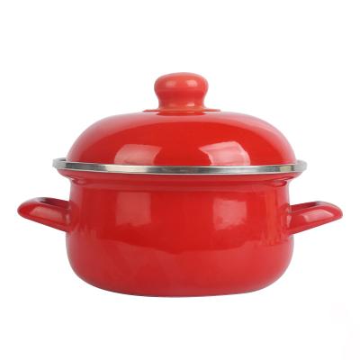 China Sustainable Available Customized Household Enamel Pot Set Cookware Picnic Enamel Cookware Pot for sale