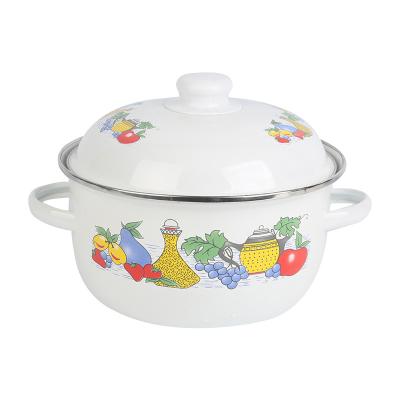 China Sustainable European Style Custom Copy Enamel Soup Pot 1350ml Enamel Pot Set For Household for sale