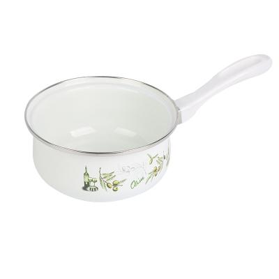 China 12/14/16/18/20cm Sustainable Camping Enamel Pan Stick Non Cooking Pot With Lid for sale