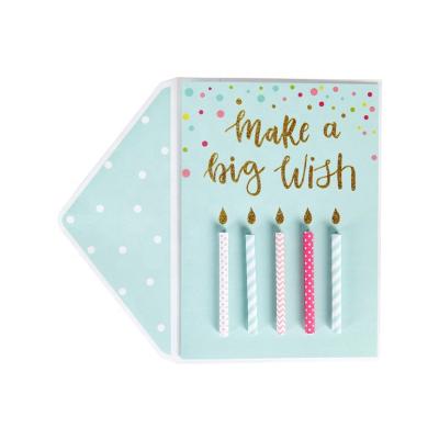 China North America Best Seller Rolled Paper Candles Happy Birthday Cards , Handmade 3D Birthday Greeting Cards for sale