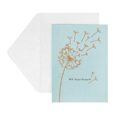 China North America Customized Printing Glitter Dandelion Greeting Cards With Sympathy Cards for sale