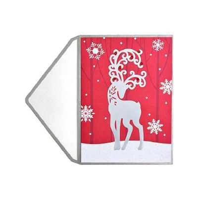 China North America High Quality Reindeer Holy Christmas Cards, Handmade Custom Greeting Cards with Gems for sale