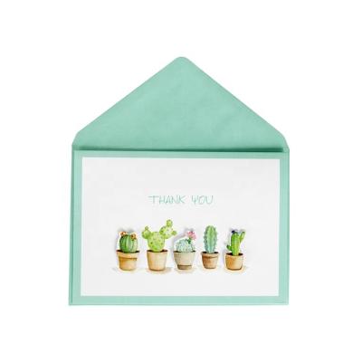 China North America small 3D cactus thank you cards, handmade greeting cards with gems for sale