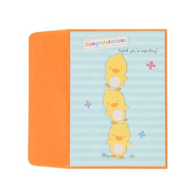 China North America 3D Chicks Baby Walking Cards, Beautiful Handmade Greeting Cards for New Baby for sale