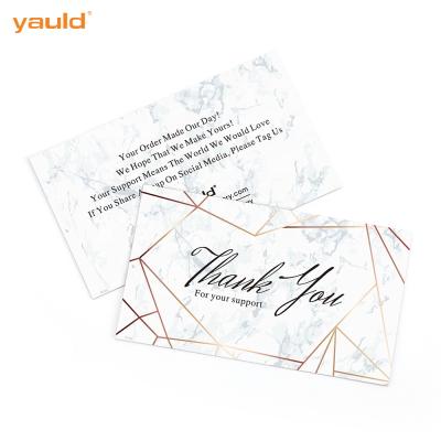 China USA Custom Marbling Gold Foil Small Business Thank You Cards With Logo For Your Purchase Order Shopping Card for sale