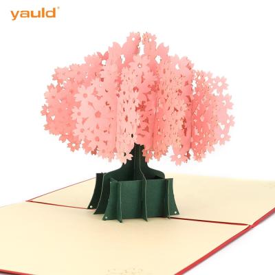 China Custom Europe Cherry Blossoms Tree 3D Auto Pop Greeting Cards for sale