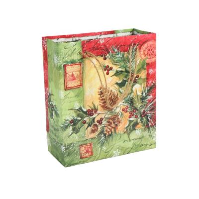 China Lovely Recyclable Wholesale Pine Cone Paper Bags, China Suppliers Printed Gitter Christmas Gift Bags for sale