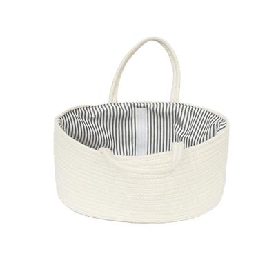 China Cotton Sustainable Soft Outdoor Rope Woven Basket with 2 Handles for Toy Organization Blanket Storage Laundry or Baby Nursery for sale