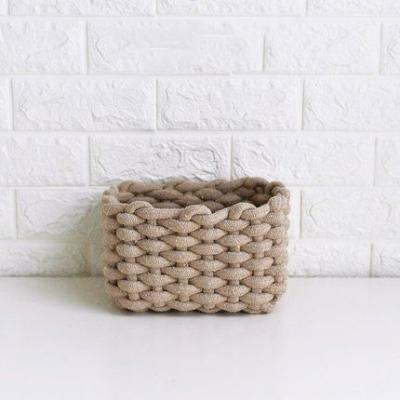 China Sustainable Baby Round Laundry Basket Rope Cotton Basket Woven Storage Cloth Basket With Handle for sale