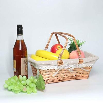 China Sustainable Wholesale Disposable Wooden Woven Basket Take Away Food Fruit Clamshell Packing Container for sale