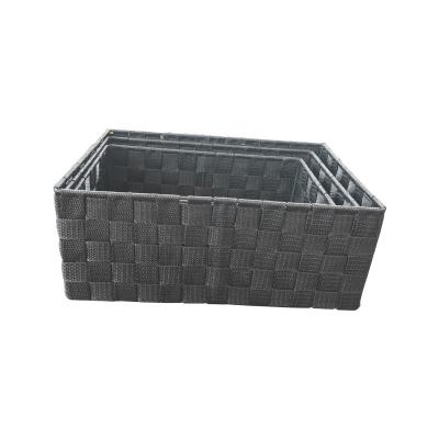 China Durable Viable Storage Nylon Basket Organizer Cube Weave Strips Office Desk Accessories Magazine Organizer Nylon Basket Box for sale