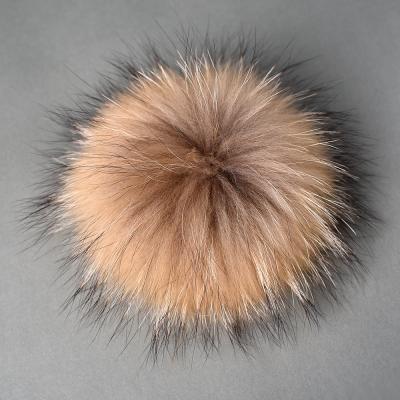 China Real Fur Pom Poms Ball Trim 12CM KAZUFUR Raccoon Accessories Hat Soft/Smooth/Thick/Heathy Fur Ball for sale