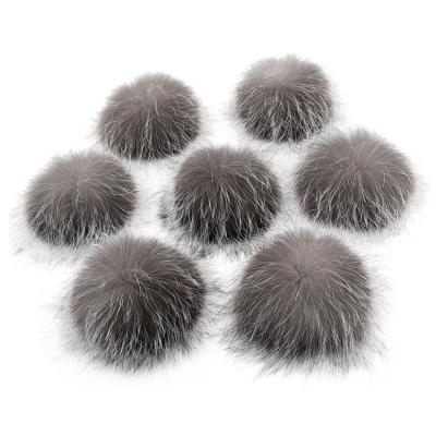 China Real Silver Fox Fur Ball 12-15CM Silver Fox Soft Fluffy Fur Trim Pom Poms Keychain Accessories for sale