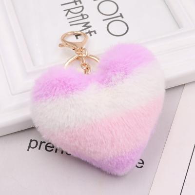 China KAZUFUR Faux Fur Key Chain Fashion Charm Heart Shape Faux Rabbit Fur Key Chain Key Chain Charm for sale