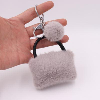 China Faux Fur Key Chain KAZUFUR Fashion Key Chain Faux Fur Handbag Key Chain for sale