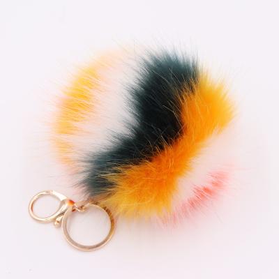 China KAZUFUR Key Chain Faux Fox Fur Pompoms Pom Pom Keychain 10cm Faux Fox Fur Pompoms Colorful Key Chain for sale