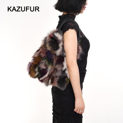 China Colorful Lady Ladies Daily Handbag Real Fox Fur Bag for sale