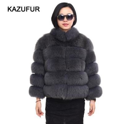 China Winter Anti-Shrink Fur Coat Women Factory Price Fox Fur Coat Stand Collar Real Fur Coat for sale