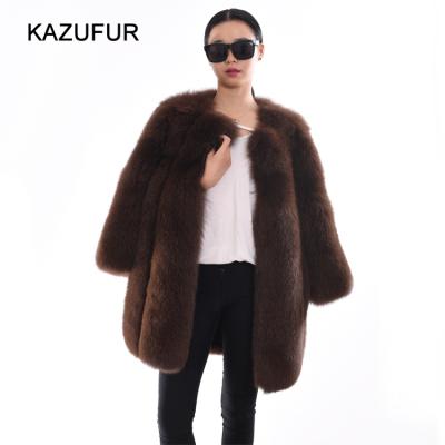 China Anti-Shrink Winter Warm Thick Fox Fur Coats For Women Fashion Big Fox Fur Coats Saga for sale