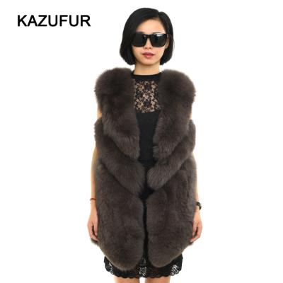 China Real Fox Fur Vest Back Deatil Women Breathable Fur Vest for sale