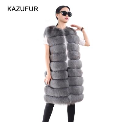 China Breathable Russian Custom Leather Vests Real Fox Fur Vest For Women Fur Sleeveless Waistcoat for sale