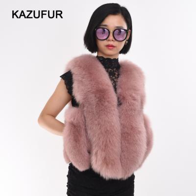 China Real Fox Fur Vest Girls Ladies Breathable Winter Casual Short Vest for sale