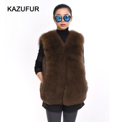 China Winter Stylish Fox Fur Vest Breathable Women Real Fox Fur Gilet for sale