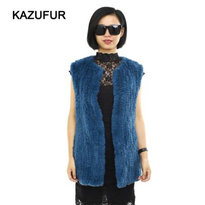 China Breathable Fashion Women Fur Vest / Rabbit Knit Winter Fur Vest for sale