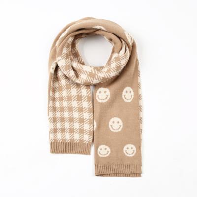 China KAZUFUR Autumn Winter Style For Women Smiley Pattern Knitted Winter Scarf for sale