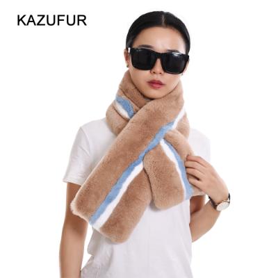 China New Fashion Medium Rex Rabbit Fur Scarf For Women's Real Fur Scarf for sale