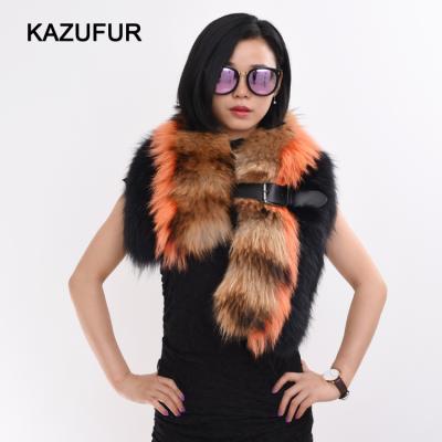 China Medium High Quality Ladies Fashion Fur Scarf Fashion Raccoon Fur Scarf for sale